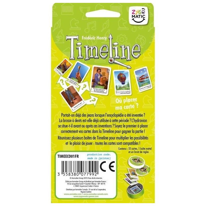 Zygomatic | Timeline : Inventions - Édition 2021 | Jeu de société |