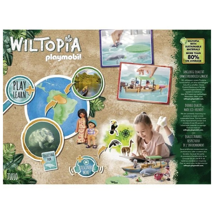 PLAYMOBIL - 71010 - Wiltopia - Pirogue et lamantins - Plus de 80% de m