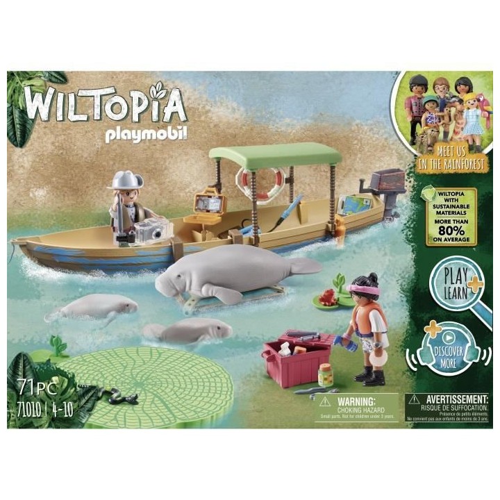 PLAYMOBIL - 71010 - Wiltopia - Pirogue et lamantins - Plus de 80% de m
