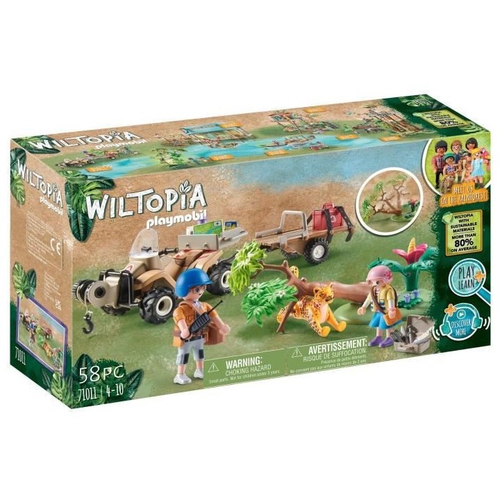 PLAYMOBIL - 71011 - Wiltopia - Quad de secours pour animaux - Plus de
