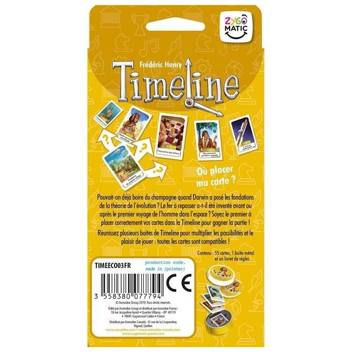 Zygomatic | Timeline : Classique - Édition 2021 | Jeu de société |