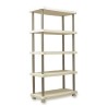 PLASTIKEN Etagere 5 plateaux grande largeur - supporte 30KG par plateau : H 184 x l 88 x profondeur 44cm beige clair et foncé