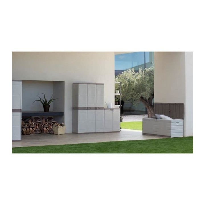 PLASTIKEN Coffre cadenassable avec roulettes - 190 L - Fonctionnel et