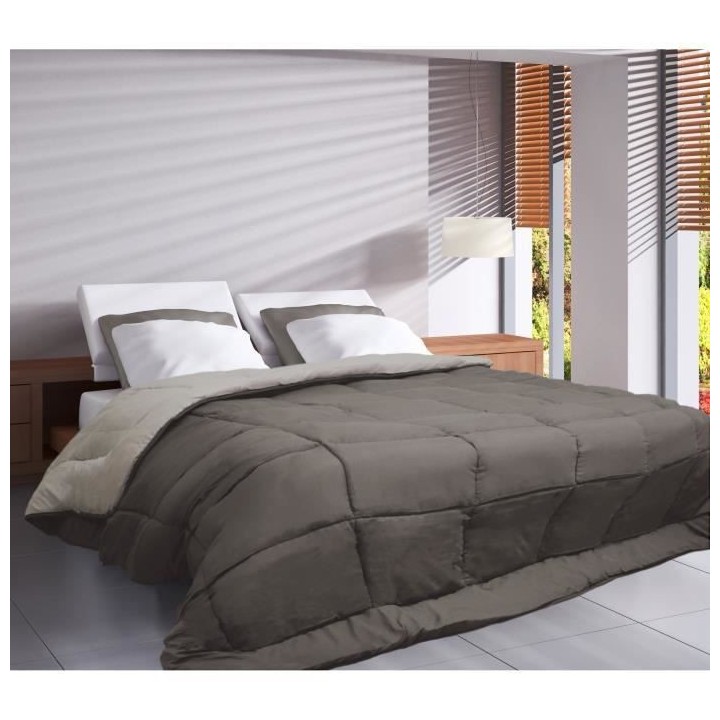 CALGARY Couette chaude Microfibre 400g/m² Taupe & Lin 140x200cm
