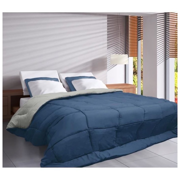 Couette Microfibre 400g/m² CALGARY Petrole & Mastic 140x200cm