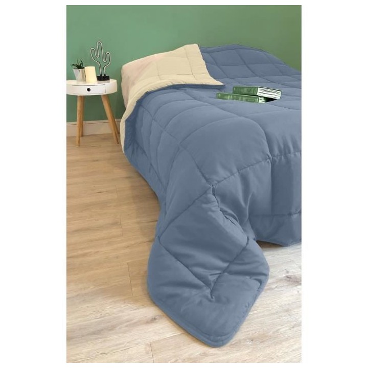 Couette Microfibre 400g/m² CALGARY Petrole & Mastic 140x200cm