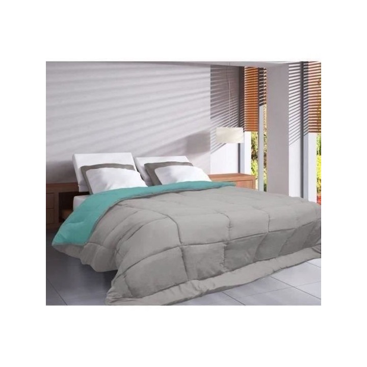 POYET MOTTE Couette Microfibre 400g/m² CALGARY - 200 x 200 cm - Gris