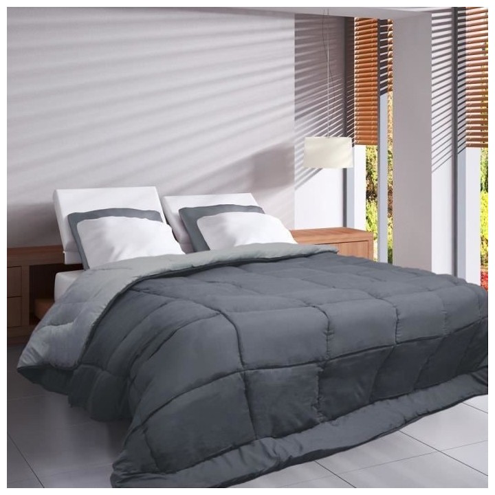 HUDSON Couette légere Microfibre 200g/m² 140x200cm Acier & Argent