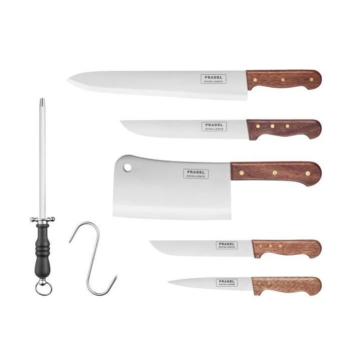 PRADEL EXCELLENCE Valise de découpe 7 pieces K31128 : 4 couteaux bouc