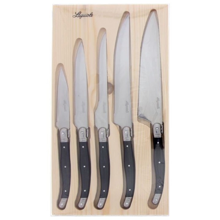 Laguiole Coffret 5 couteaux de cuisine - Acier inoxydable