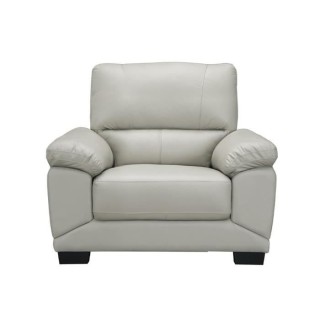 Fauteuil - Cuir et simili gris clair - NEWTON
