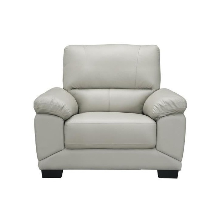 Fauteuil - Cuir et simili gris clair - NEWTON