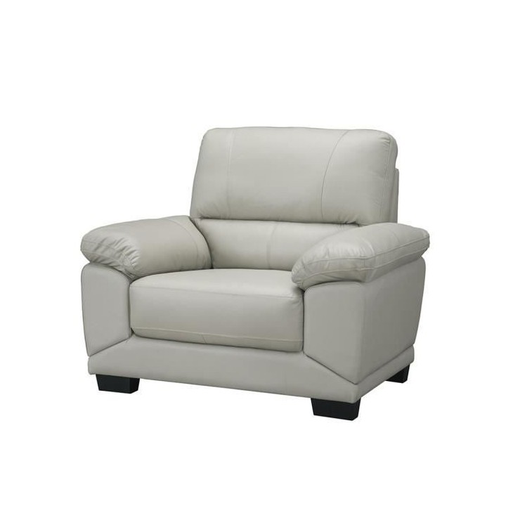 Fauteuil - Cuir et simili gris clair - NEWTON