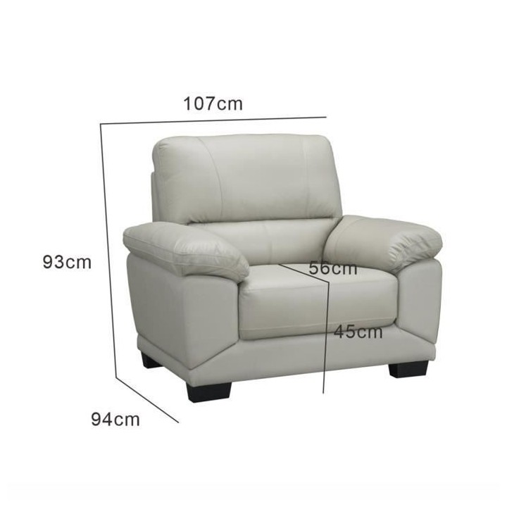 Fauteuil - Cuir et simili gris clair - NEWTON