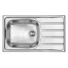 EWI Evier cuisine a encastrer 1 grand bac + 1 égouttoir Quartz - Inox - 86 x 50 cm