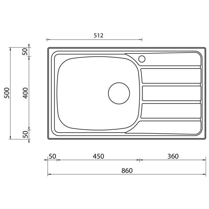 EWI Evier cuisine a encastrer 1 grand bac + 1 égouttoir Quartz - Inox