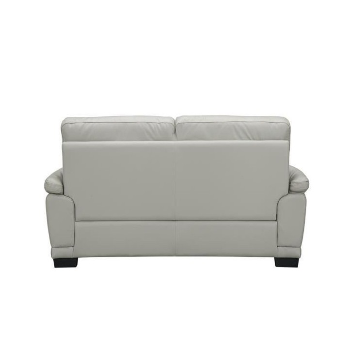 Canapé 2 places - Cuir de vachette et simili gris clair - NEWTON