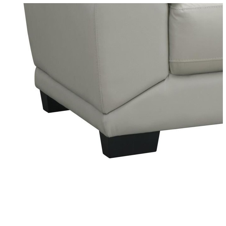 Canapé 2 places - Cuir de vachette et simili gris clair - NEWTON