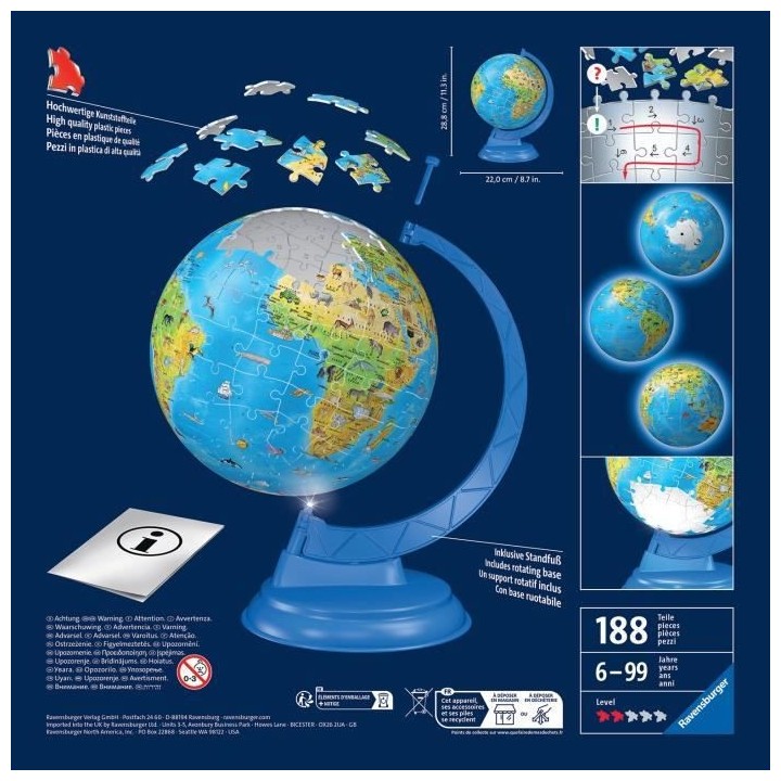 Ravensburger - Puzzle 3d Globe Lumineux