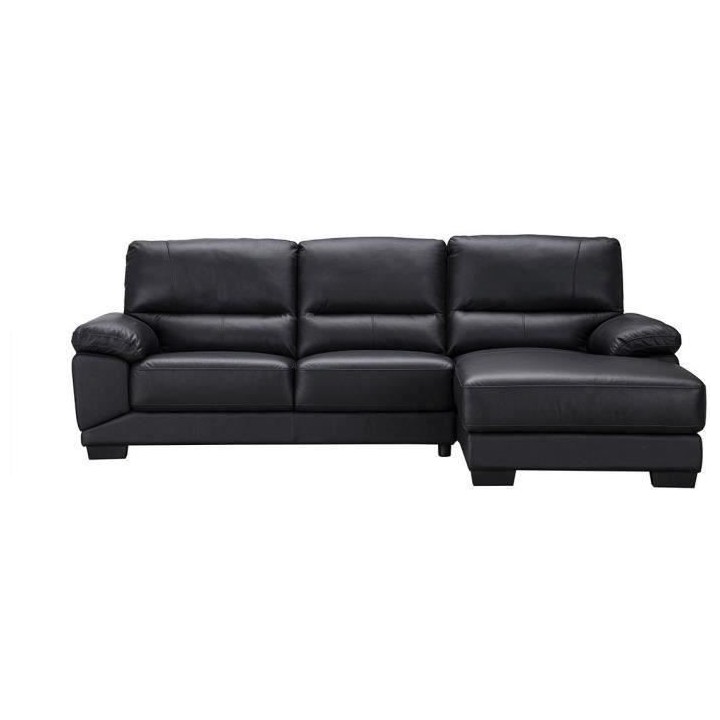 Canapé d'angle droit - Cuir et simili noir - NEWTON
