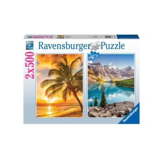 Puzzle 2x500 pieces - Plage et montagnes - Puzzle adultes Ravensburger