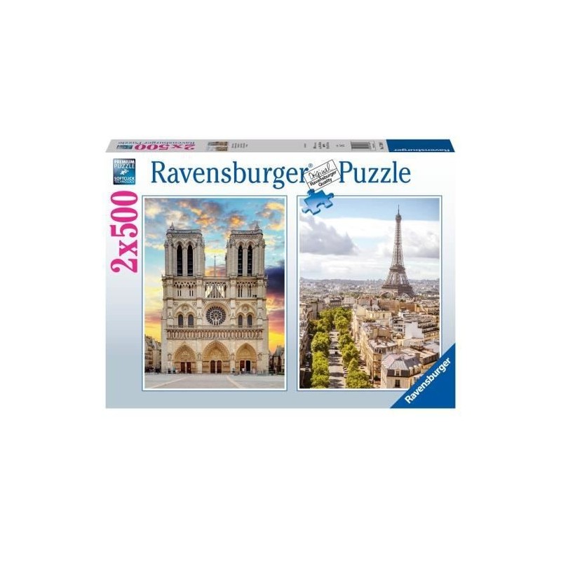 Puzzle 2x500 pieces - En visite a Paris - Puzzle adultes Ravensburger - Des 10 ans - 17268