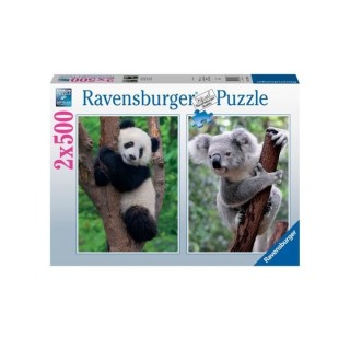 Puzzle 2x500 pieces - Panda et koala - Puzzle adultes Ravensburger - D