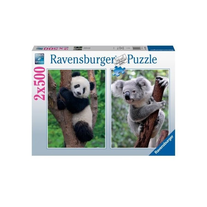Puzzle 2x500 pieces - Panda et koala - Puzzle adultes Ravensburger - D