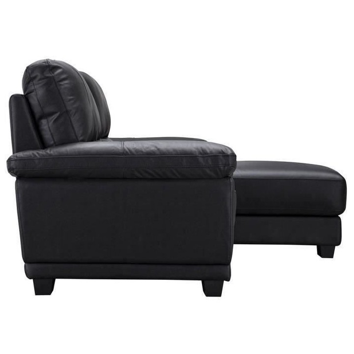 Canapé d'angle droit - Cuir et simili noir - NEWTON