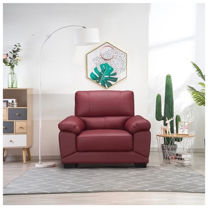 Fauteuil - Cuir et simili rouge - NEWTON