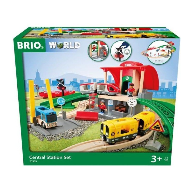 Brio World Circuit Gare centrale - Coffret complet 37 pieces - Circuit de train en bois - Ravensburger - Mixte des 3 ans - 33989