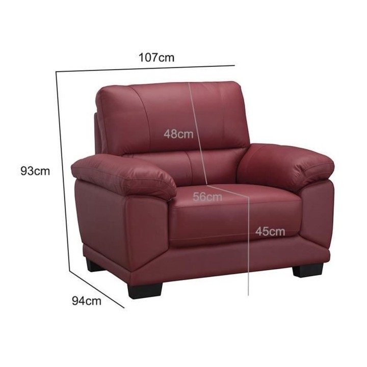 Fauteuil - Cuir et simili rouge - NEWTON