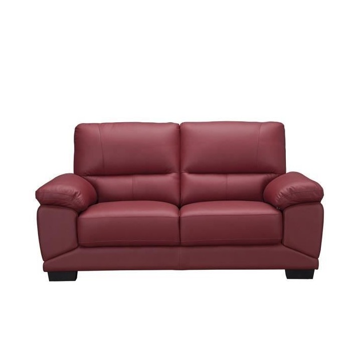 Canapé 2 places - Cuir et simili rouge - NEWTON
