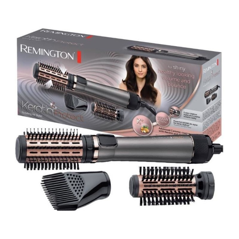 Remington AS8810 Brosse Cheveux Rotative Soufflante Chauffante Volume Keratin Protect, Soin Kératine Huile d'Amande