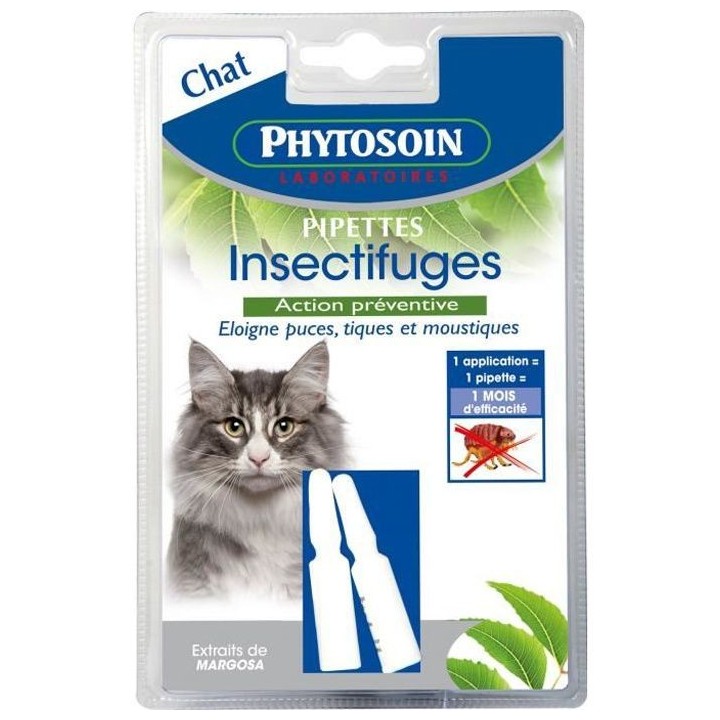 PHYTOSOIN Pipettes insectifuges - Pour chat - Lot de 2