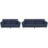 Canapé 2 places fixe et 3 places - Cuir bleu clair - L 170 x P 93 x H 83 cm / L 220 x P 93 x H 83 cm - ORPHEE