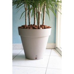 RIVIERA Pot de fleurs Loft avec réserve d'eau - Rond - Ø 60 x H 55 cm - Taupe