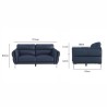 Canapé 2 places fixe et 3 places - Cuir bleu clair - L 170 x P 93 x H 83 cm / L 220 x P 93 x H 83 cm - ORPHEE