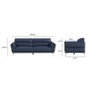 Canapé 2 places fixe et 3 places - Cuir bleu clair - L 170 x P 93 x H 83 cm / L 220 x P 93 x H 83 cm - ORPHEE