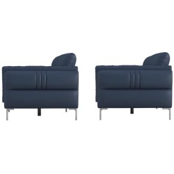 Canapé 2 places fixe et 3 places - Cuir bleu clair - L 170 x P 93 x H 83 cm / L 220 x P 93 x H 83 cm - ORPHEE