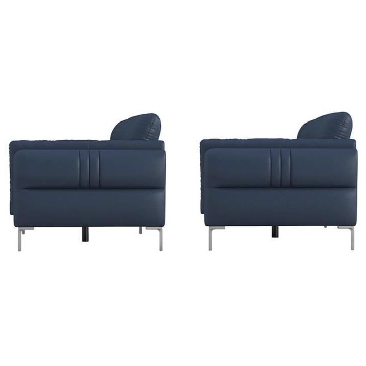 Canapé 2 places fixe et 3 places - Cuir bleu clair - L 170 x P 93 x H