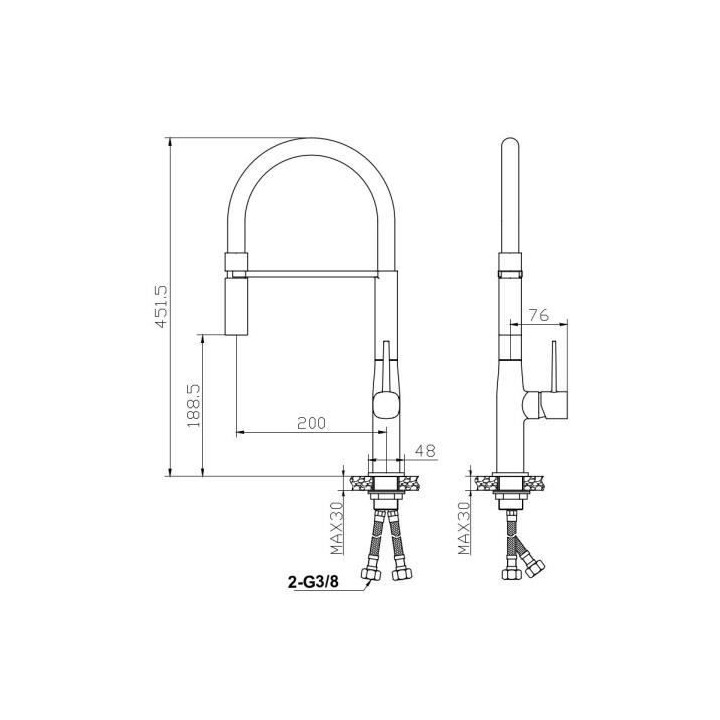 ROUSSEAU Robinet mitigeur de cuisine Køben - Avec douchette - Gris ch