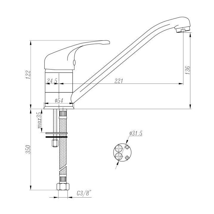 ROUSSEAU Robinet mitigeur de cuisine Raeva - Sans douchette - Chromé