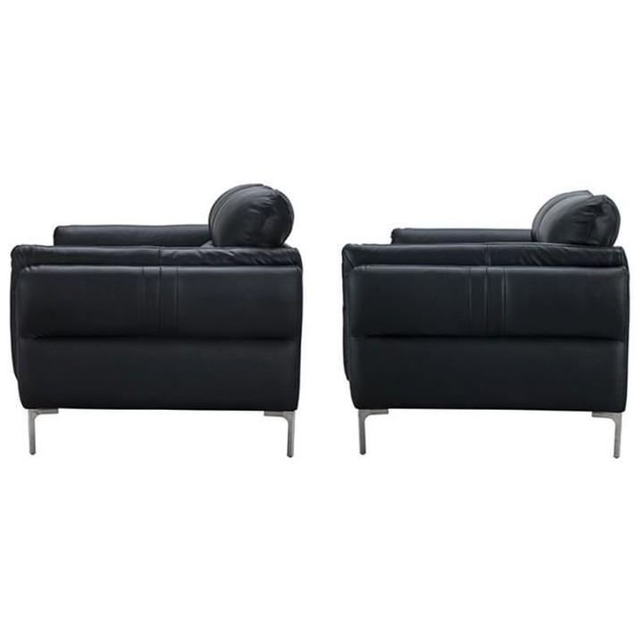 Canapé 2 places fixe et 3 places - Cuir noir - L 170 x P 93 x H 83 cm