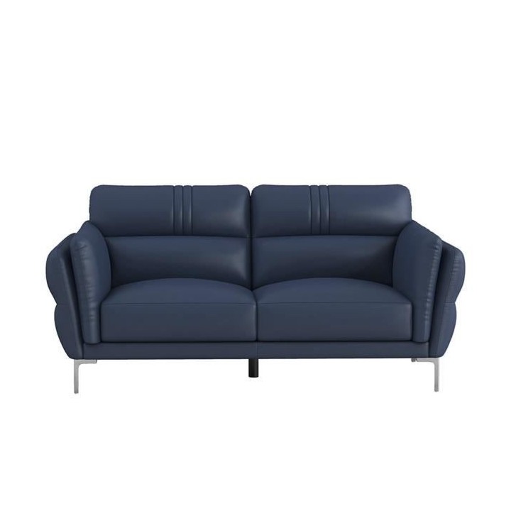 Canapé 2 places - Cuir bleu clair - L 170 x P 93 x H 83 cm - ORPHEE