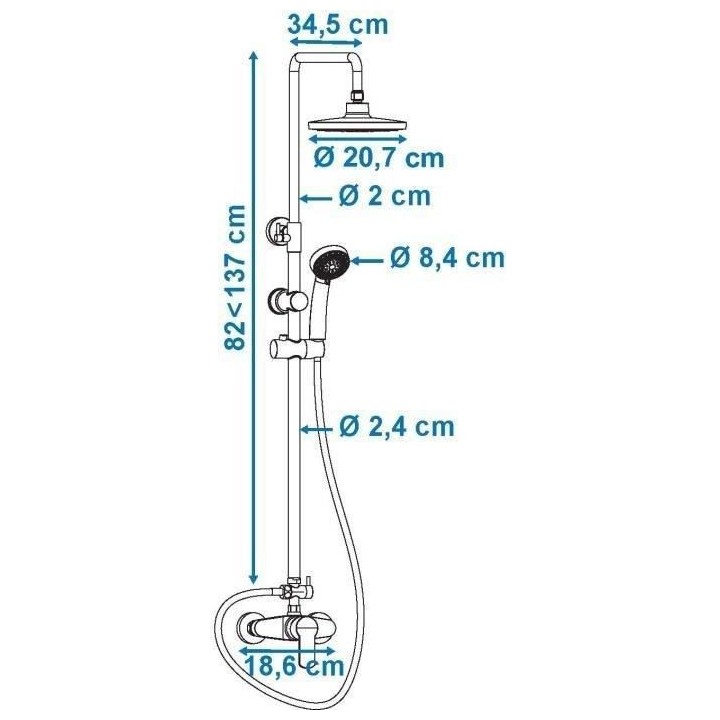 ROUSSEAU Colonne de douche avec robinet mitigeur mécanique Shenti chr
