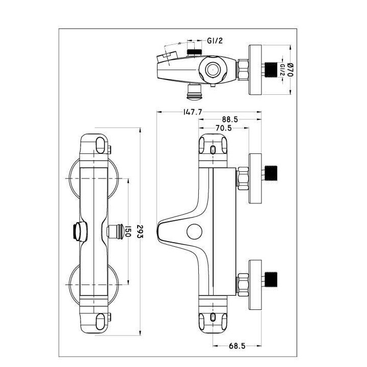 ROUSSEAU Robinet mitigeur thermostatique baignoire et douche Volga 2