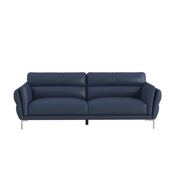 Canapé 3 places - Cuir bleu clair - L 220 x P 93 x H 83 cm - ORPHEE