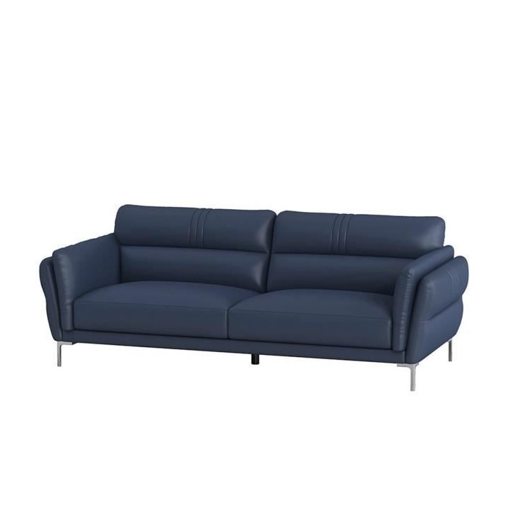 Canapé 3 places - Cuir bleu clair - L 220 x P 93 x H 83 cm - ORPHEE