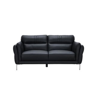 Canapé fixe 2 places - Cuir noir - Contemporain - L 170 x P 93 x H 83